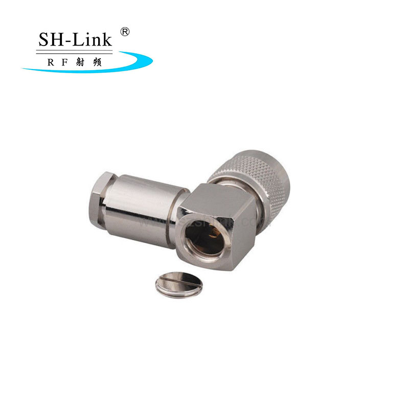 Right angle UHF male connector for LMR400